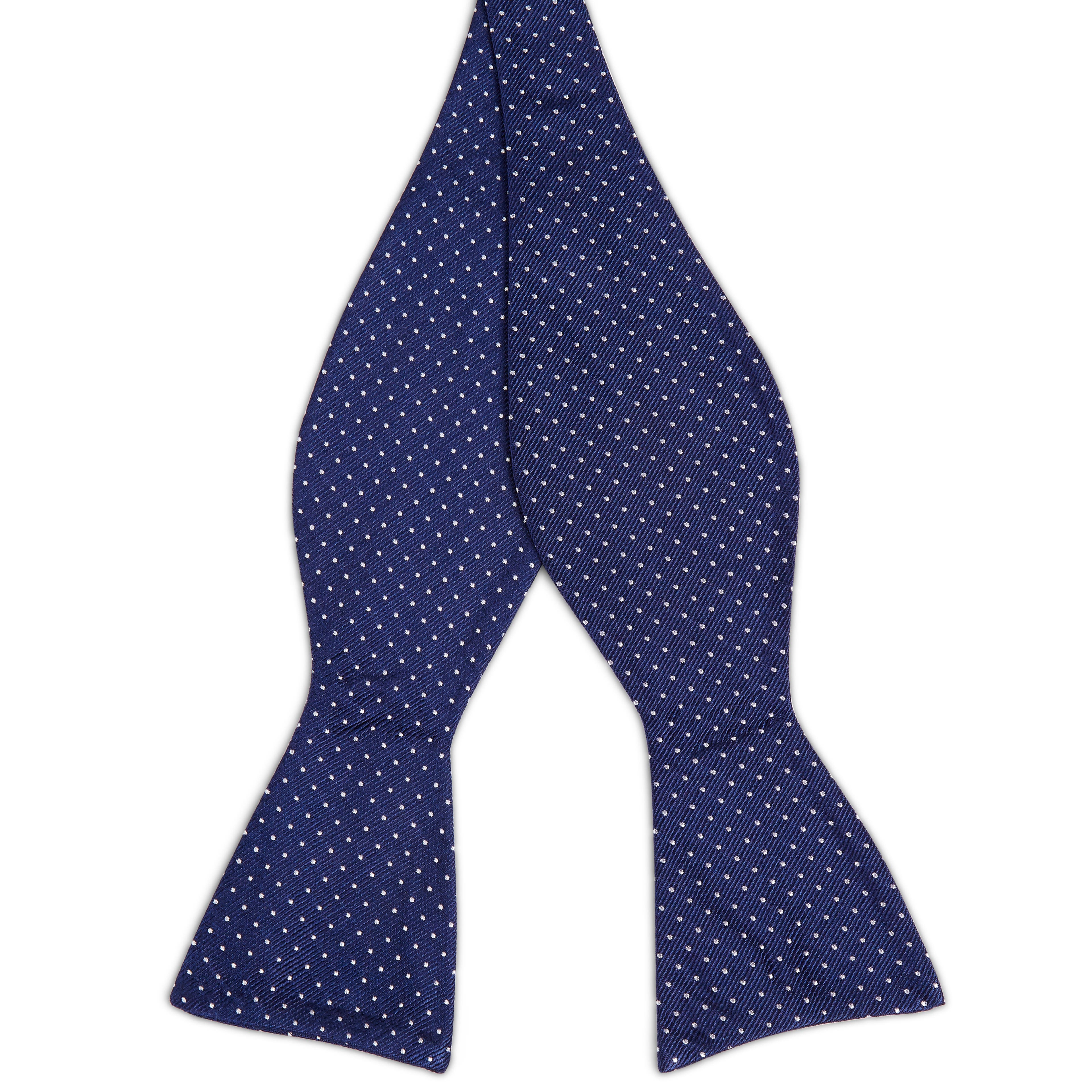 Papion self-tie din mătase bleumarin cu picățele