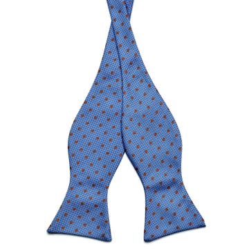 Light Blue & Cognac Dotted Microfiber Self-Tie Bow Tie