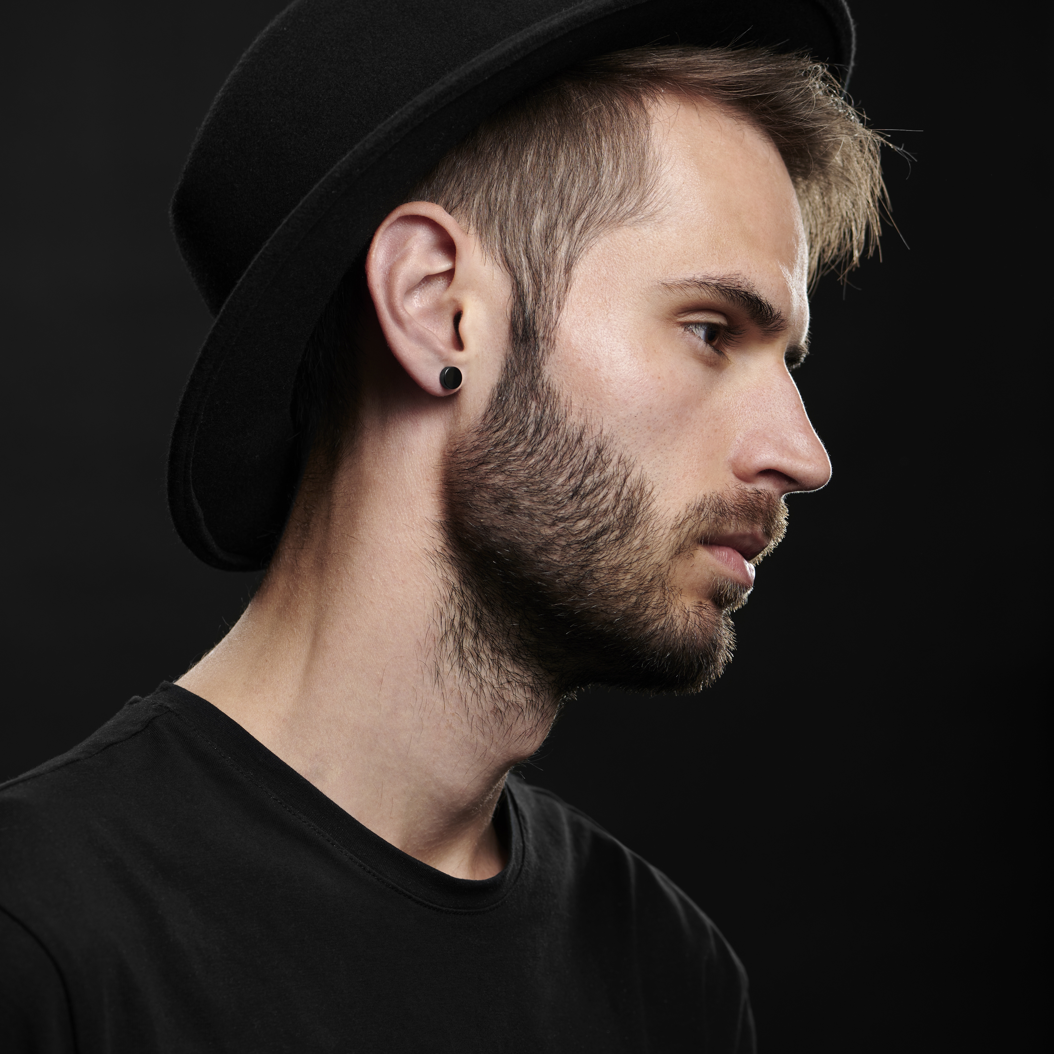thumbnail image 2 of 8mm Black Stainless Steel Fake Ear Plugs – Square Stud Screw On Pair 2 of 5