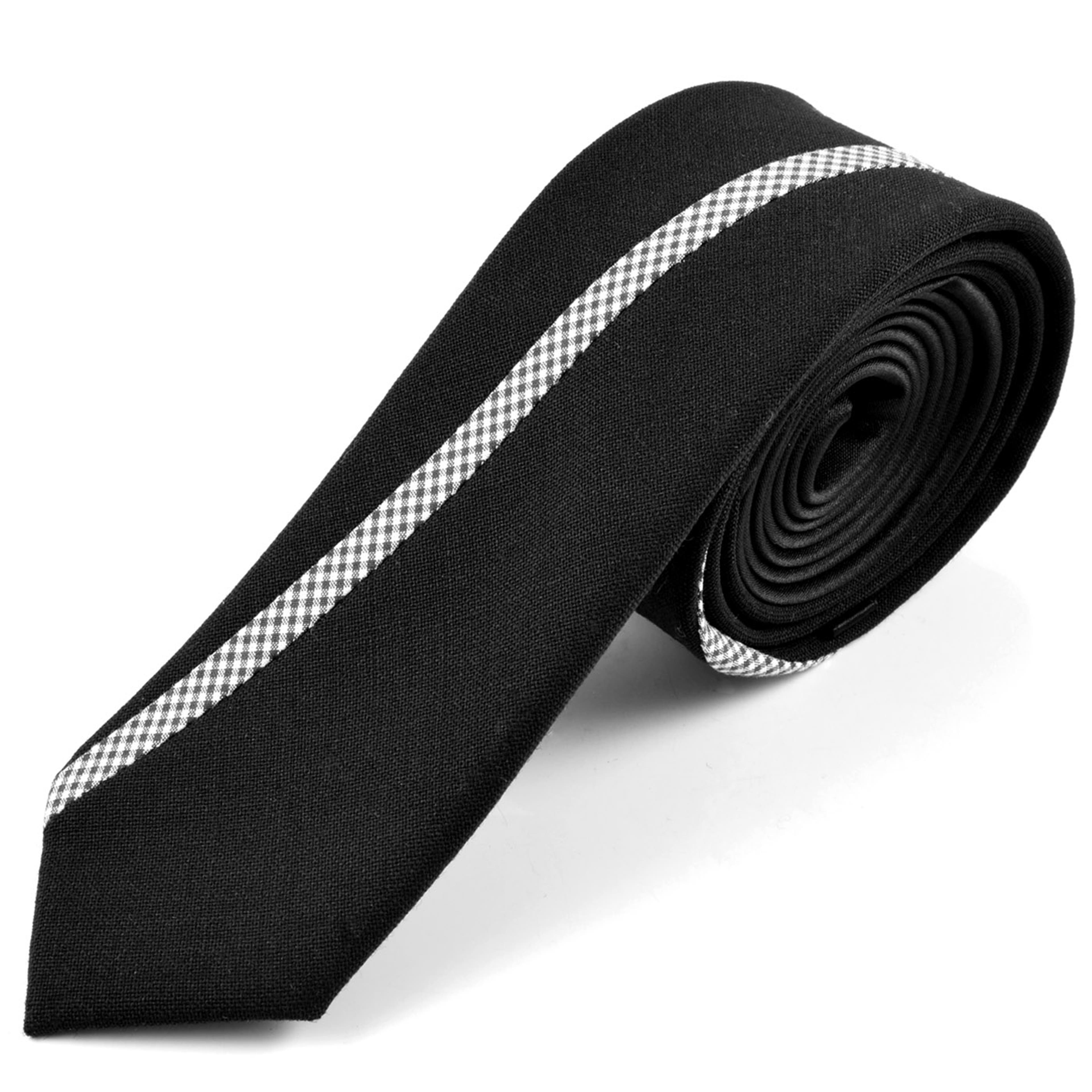 Černá vlněná kravata s diagonálním proužkem