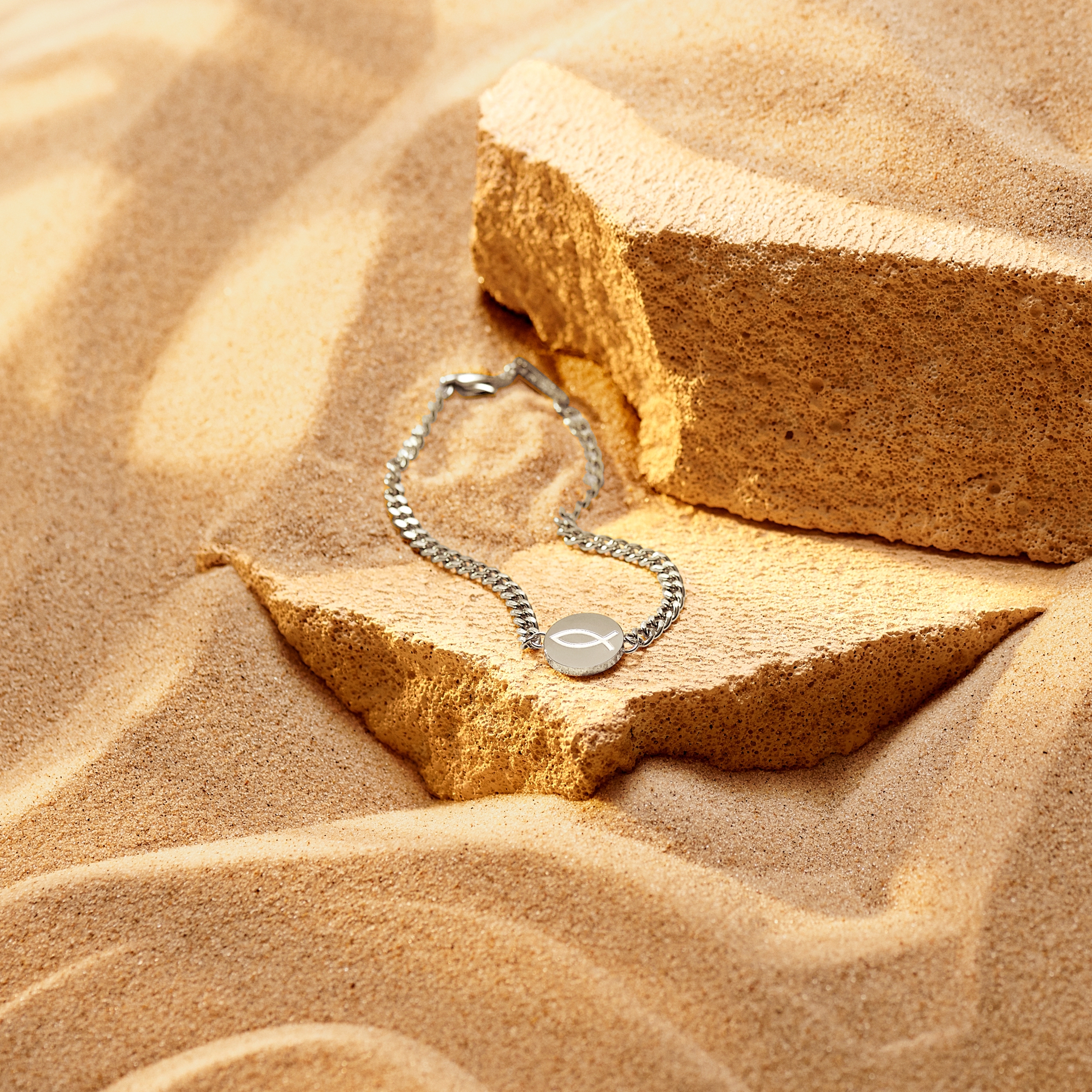 Unity | Сребриста стоманена гривна с ихтис - 2