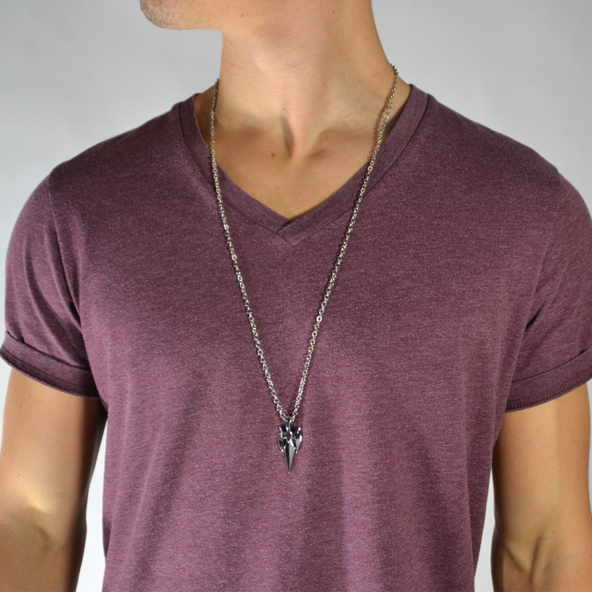 Oceľový náhrdelník dýka v striebornej farbe - 3