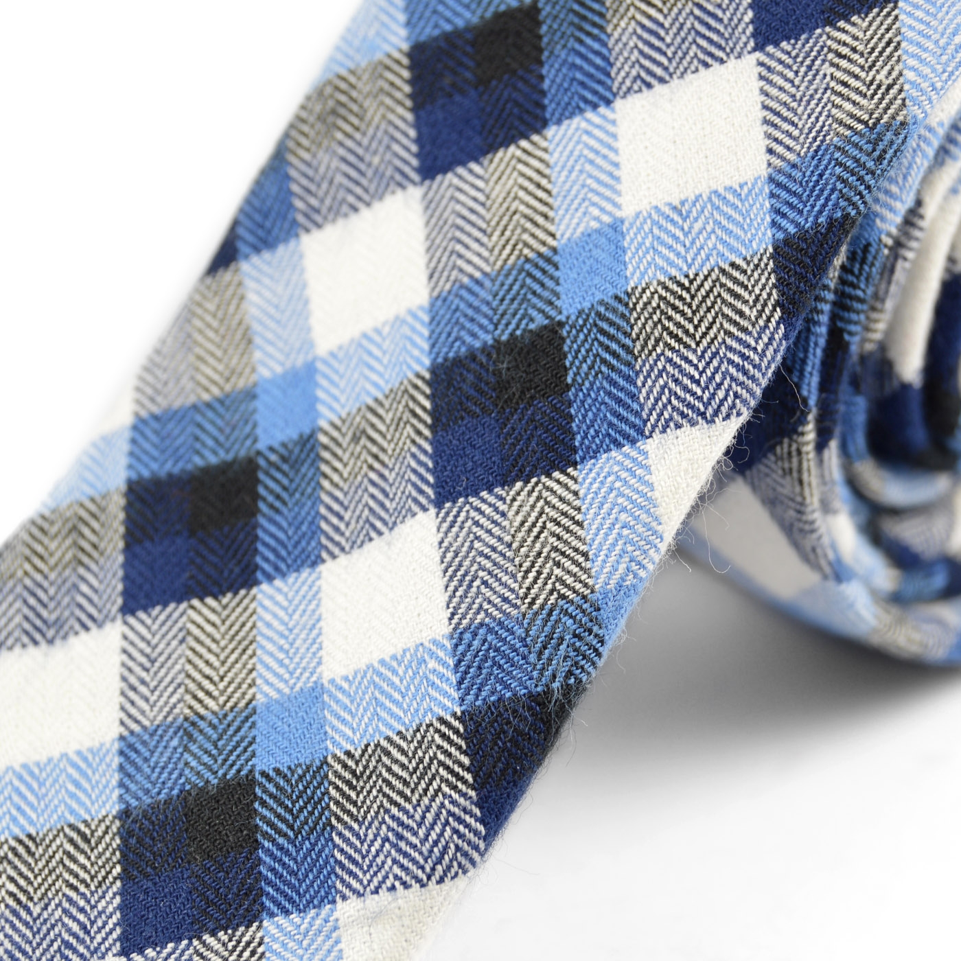 Blått Rutete Ullslips - 2