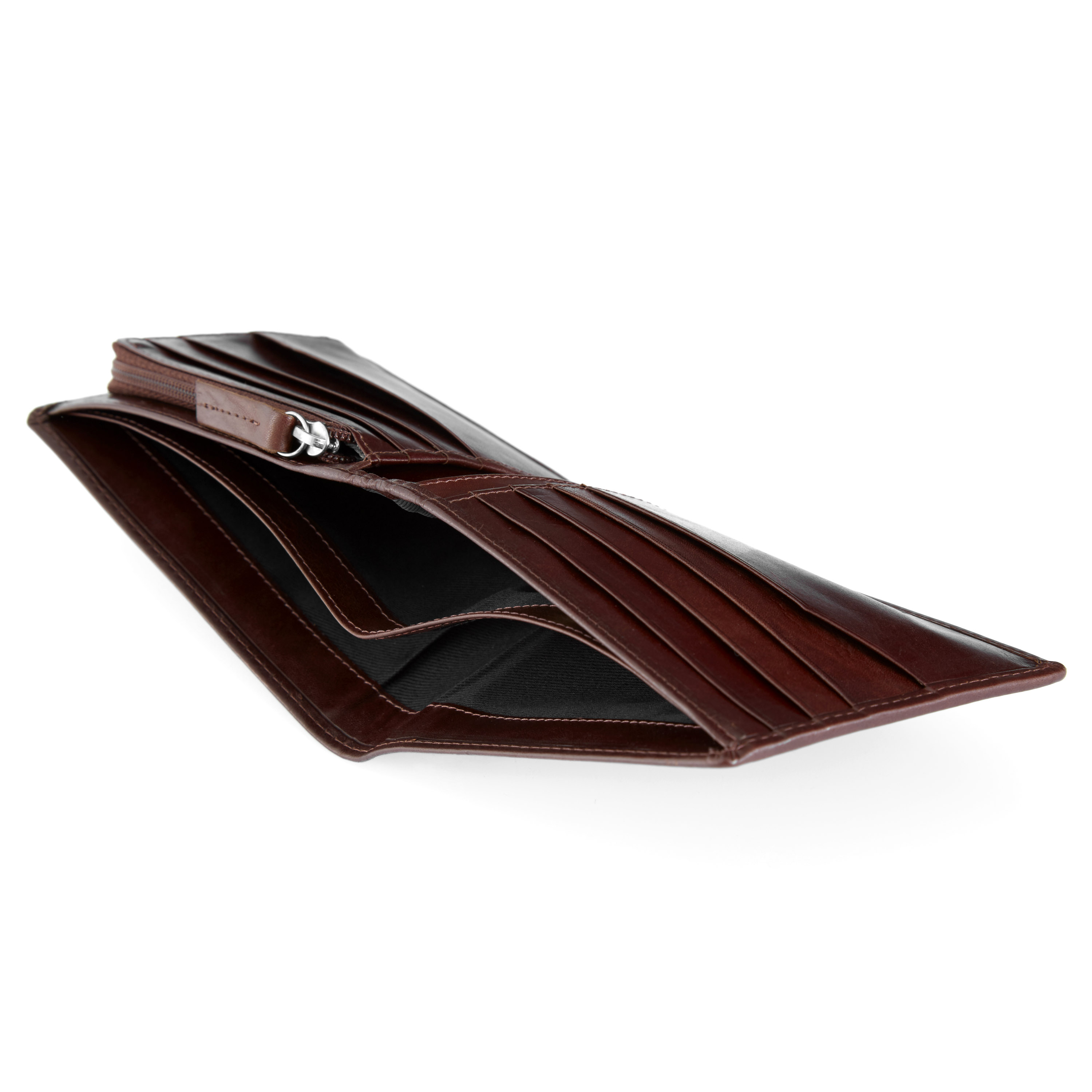 Cartera de piel marrón Jasper con cremallera interior - 6