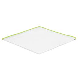 Λευκό Τετράγωνο Μαντήλι Τσέπης με Lime Πράσινες Άκρες