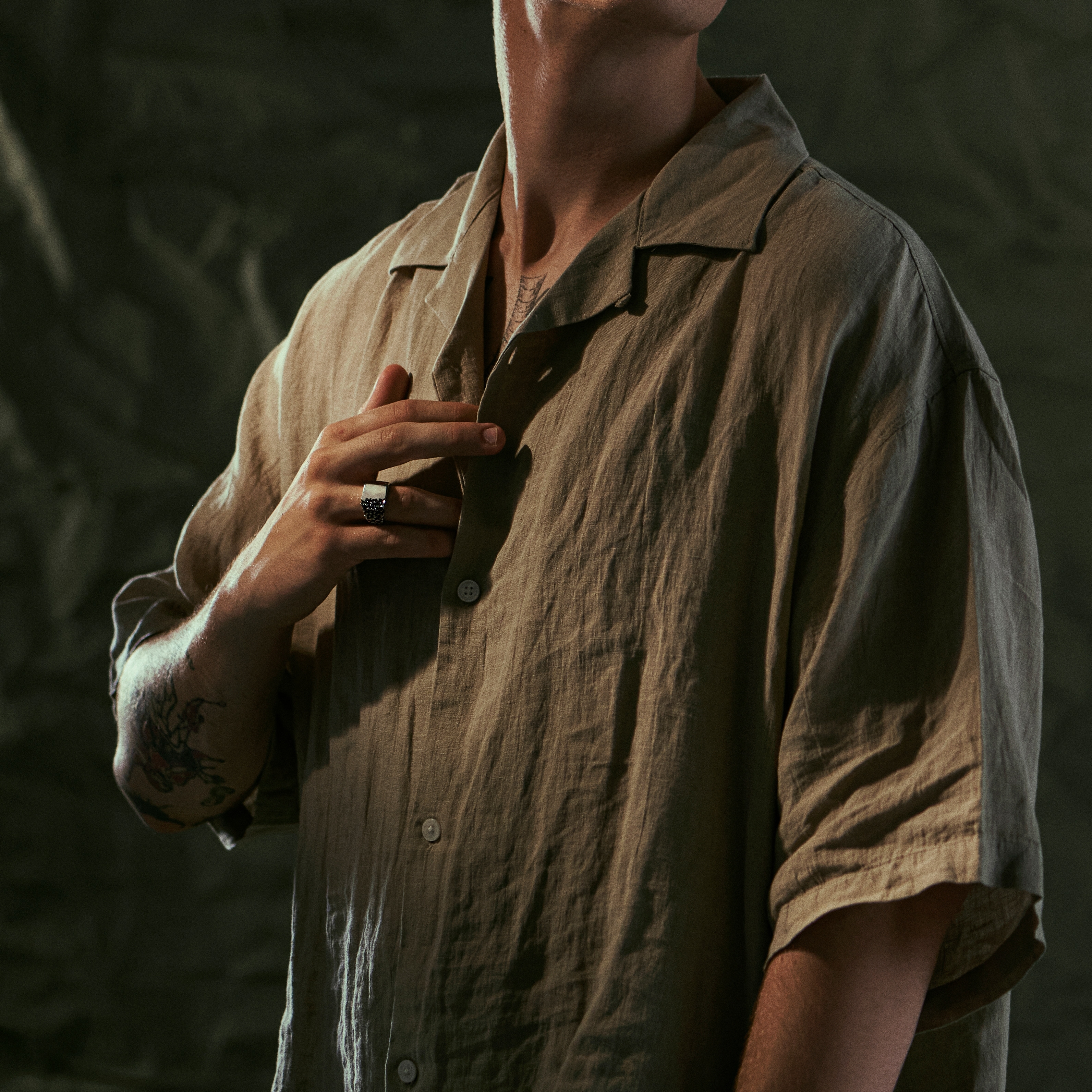 Orphic | Black Zirconia Volcanic Square Silver-Tone Stainless Steel Signet Ring - 4