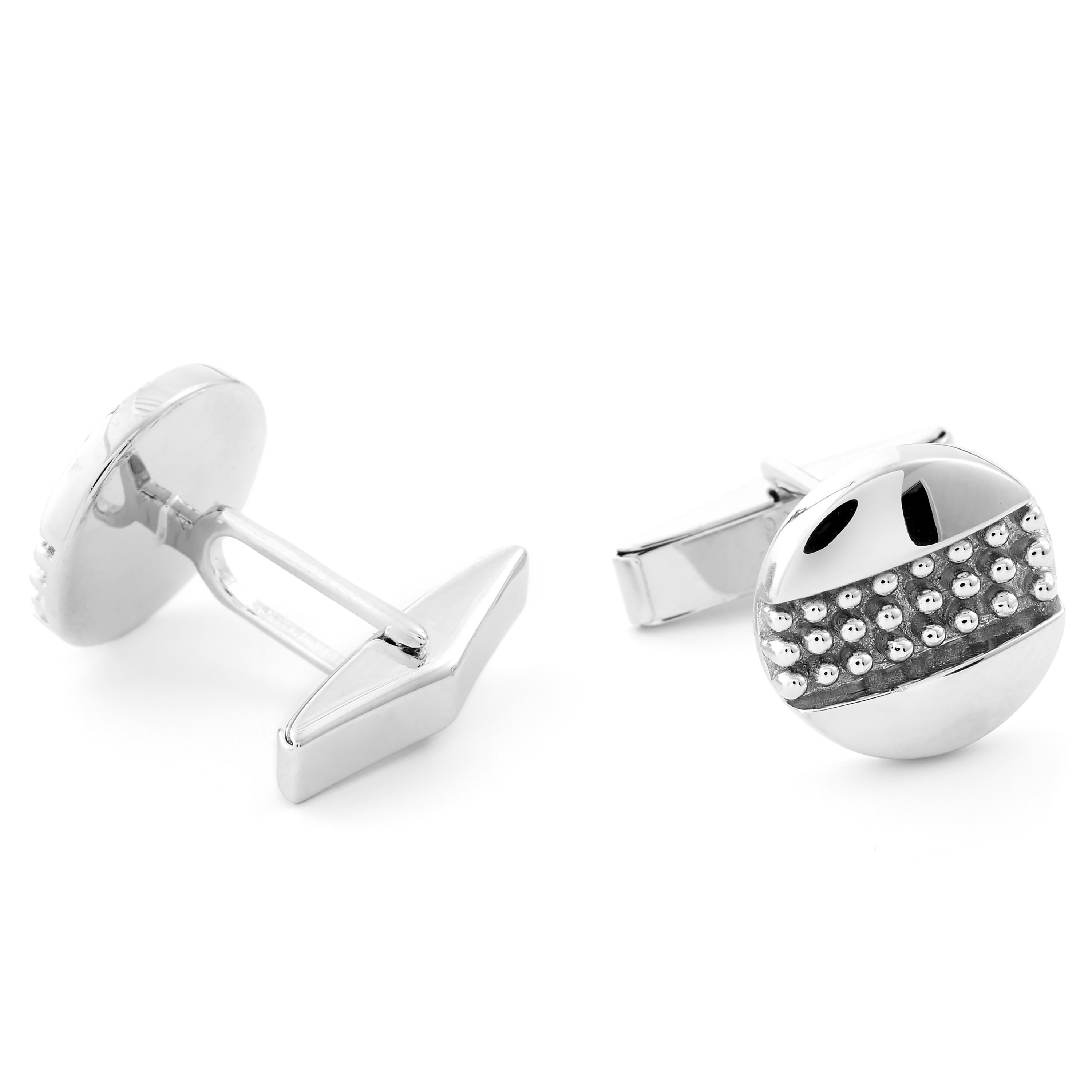 Manchetknopen in 925 Zilver in het Midden Beslagen door Studs - 2