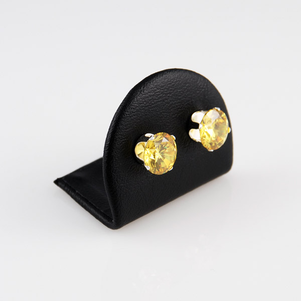 Gule Runde 9mm Zirkon Øreringe - 2