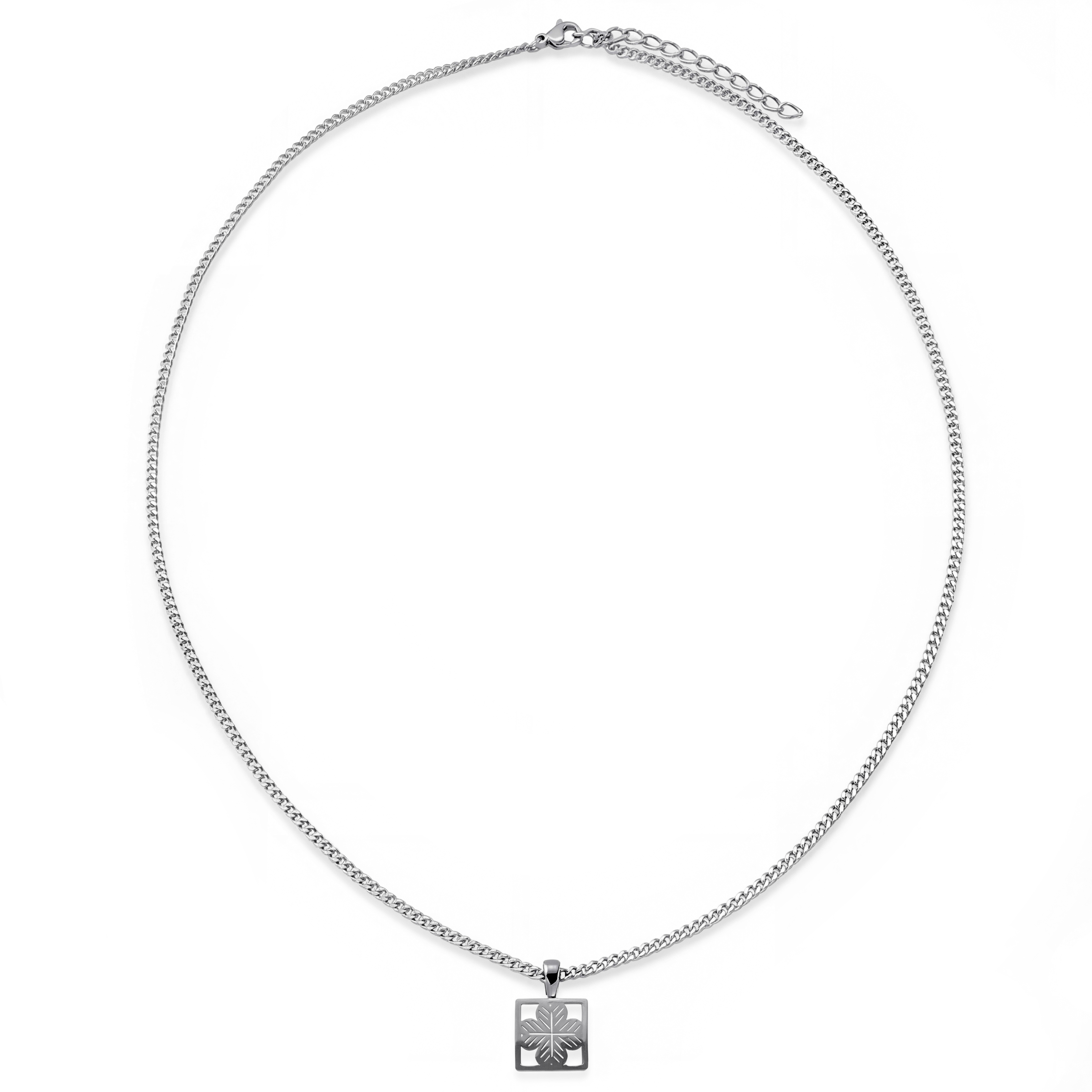 Clover | Ezüst tónusú rozsdamentes acél kis lóhere medál nyaklánc - 3