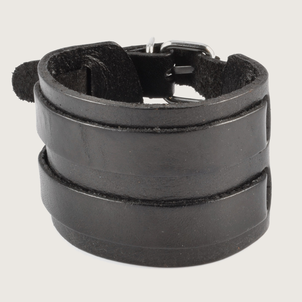 Wide Raw Black Leather Cuff Bracelet | In stock! | Collin Rowe