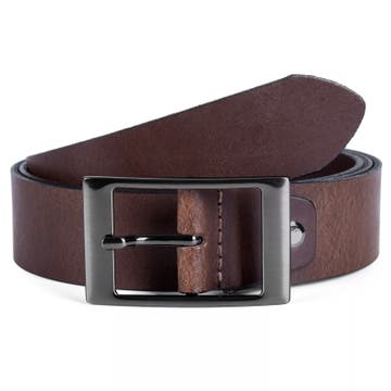 Modern Black & Dark Brown Leather Belt