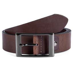 Modern Black & Dark Brown Leather Belt