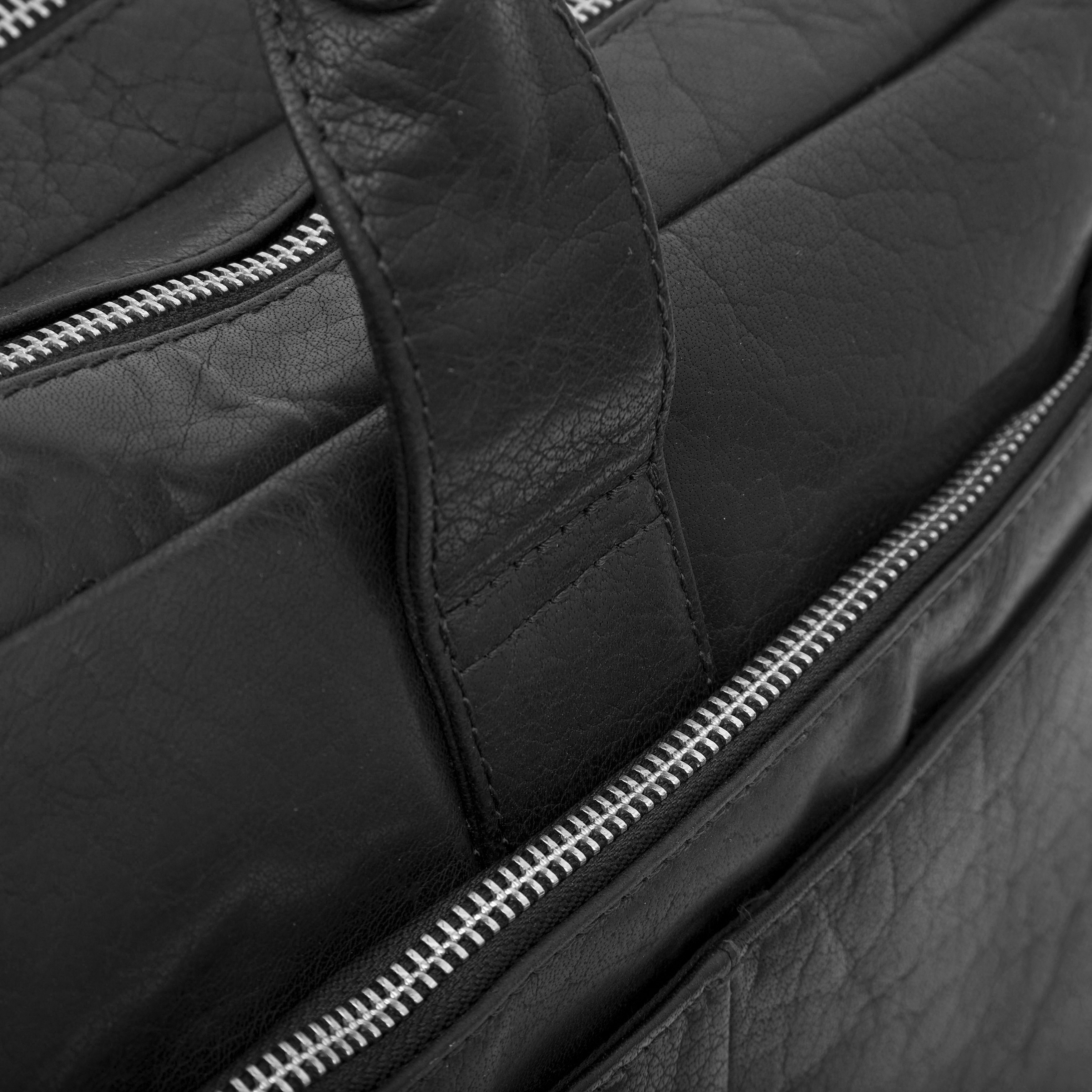 Montreal Extra Große Schwarze Leder-Laptop-Tasche - 14