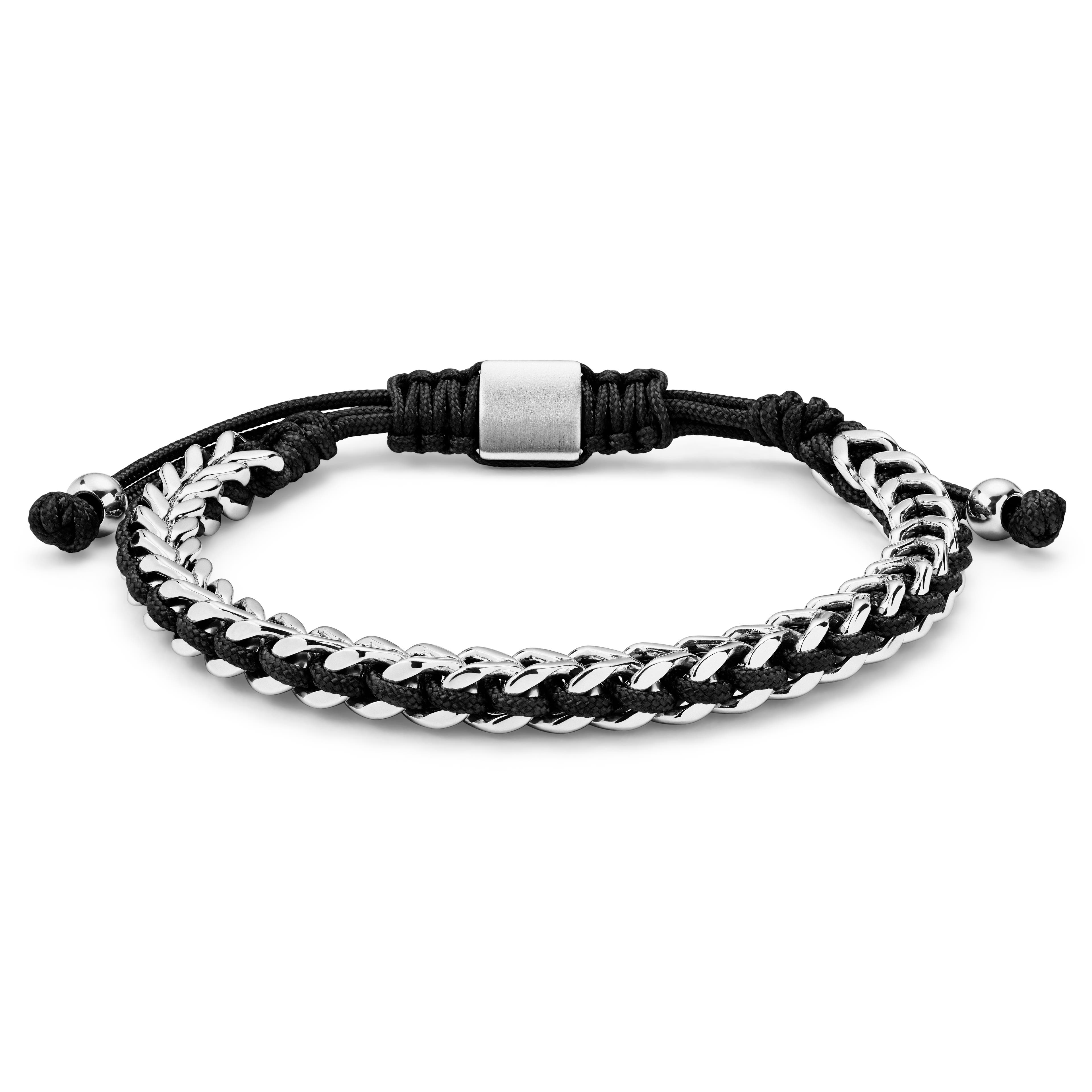 Pulseira em Aço Inoxidável e Nylon Preto - 1