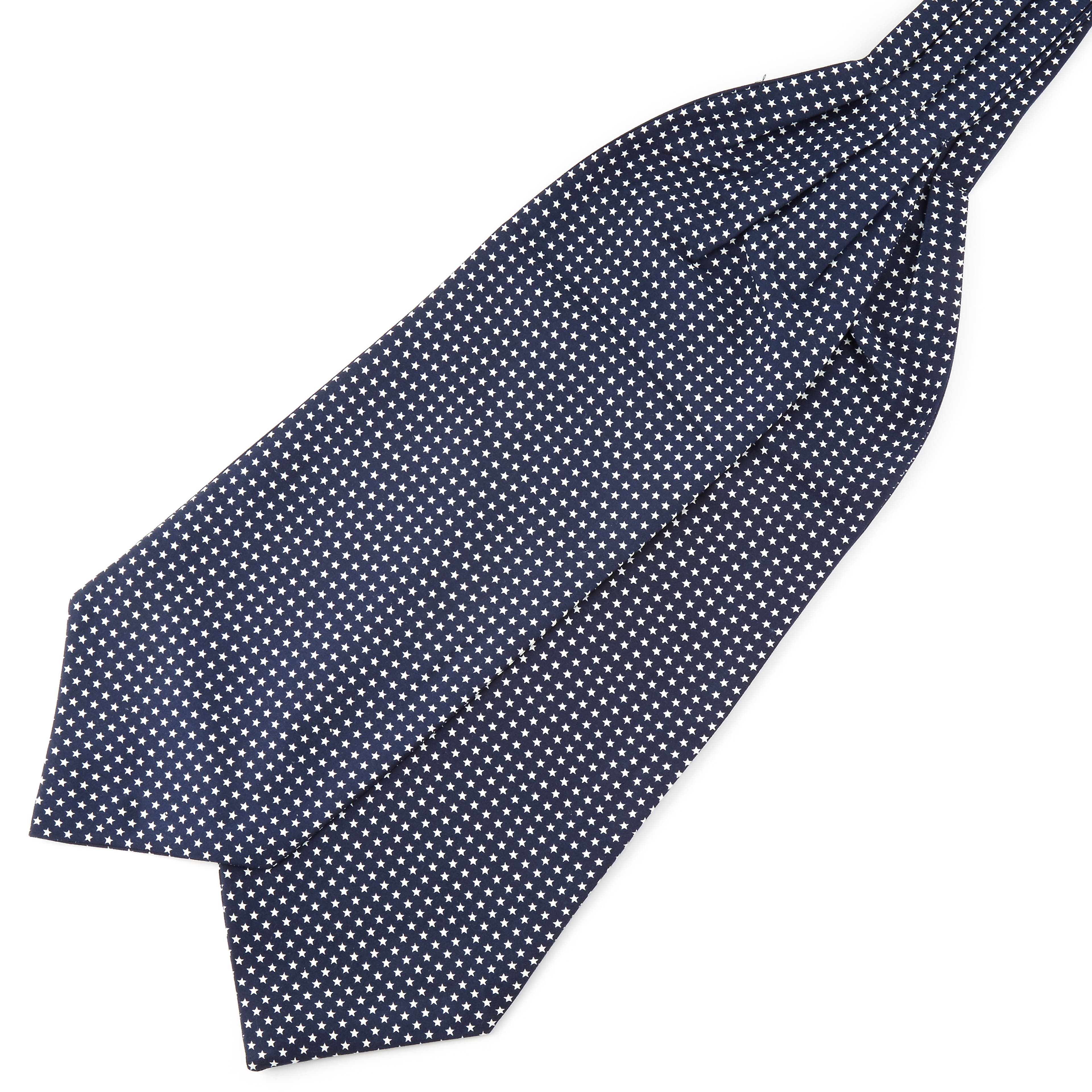 Cravată ascot din poliester bleumarin cu stele