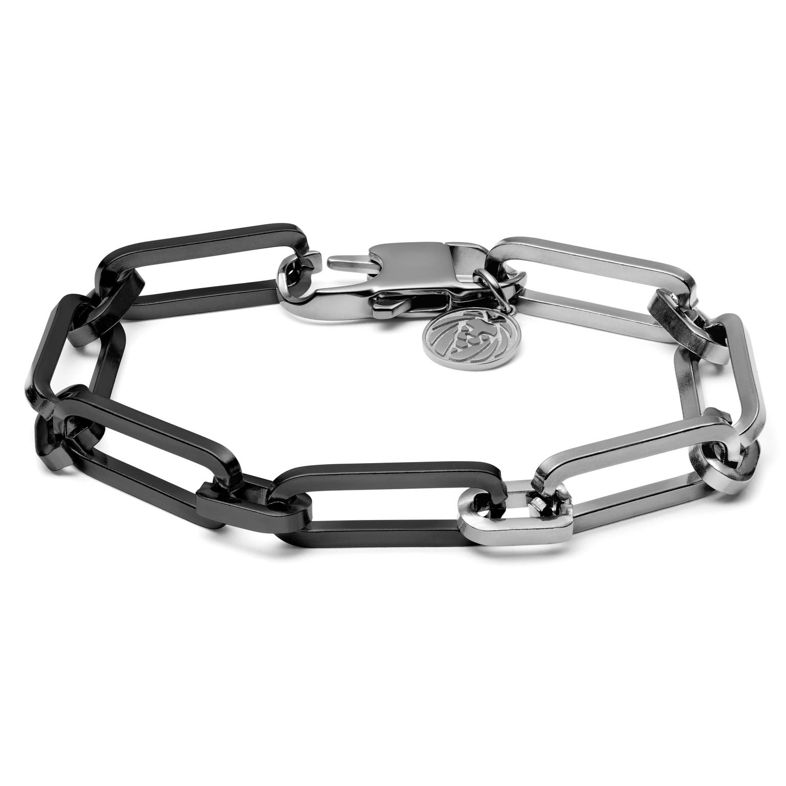 Cedric Amager Silver-Tone & Gunmetal Cable Chain Bracelet Cedric Amager Silver-Tone & Gunmetal Cable Chain Bracelet
