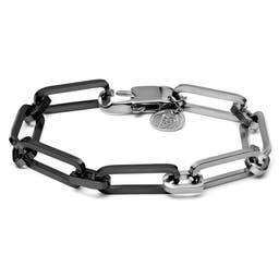 Amager | Silver-Tone & Gunmetal Stainless Steel Cable Chain Bracelet