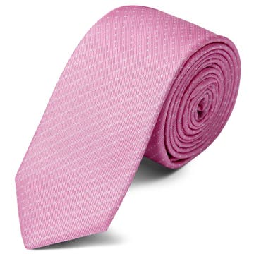 Cravatta rosa in seta da 6 cm con motivo a pois