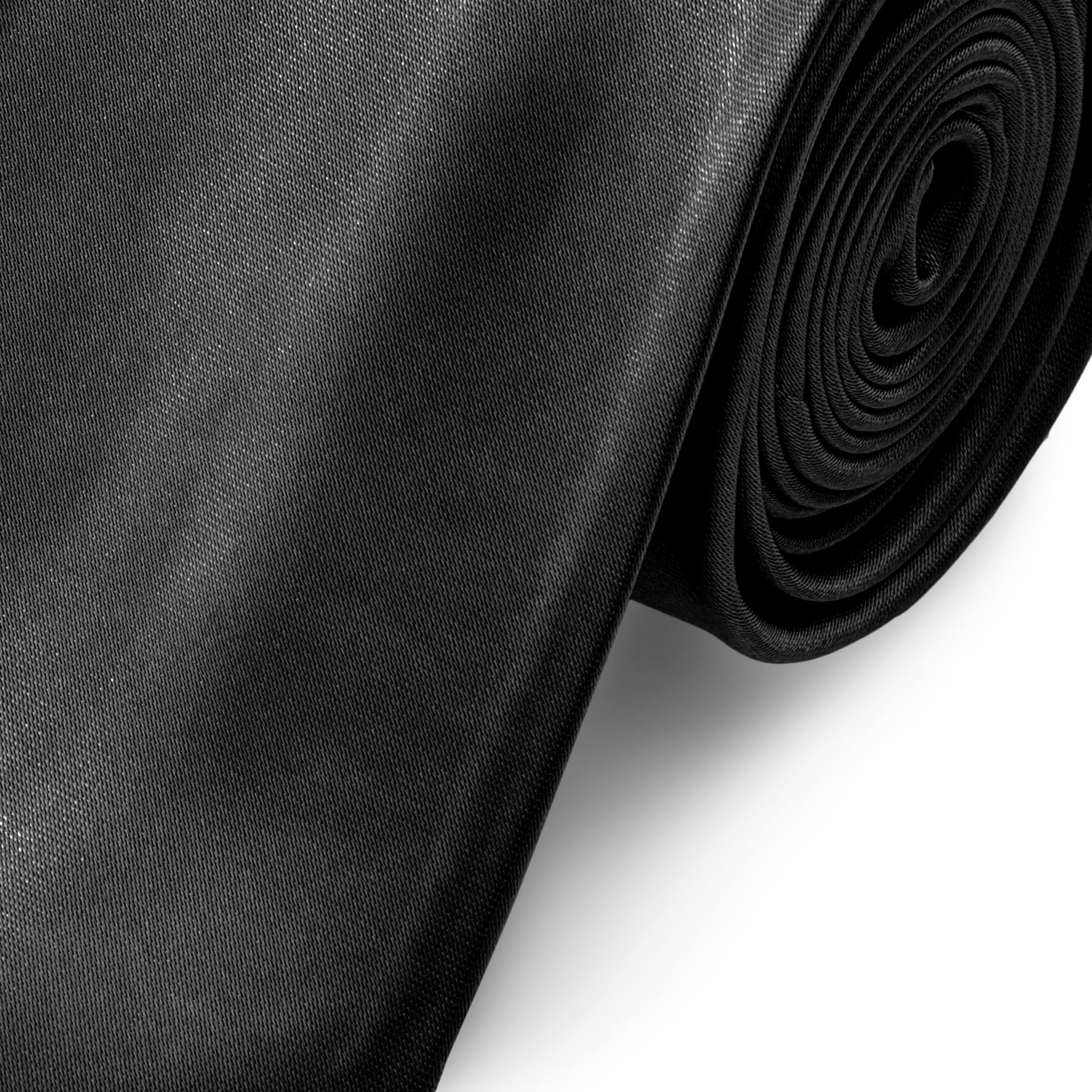 Corbata básica negro brillante 8 cm - 2