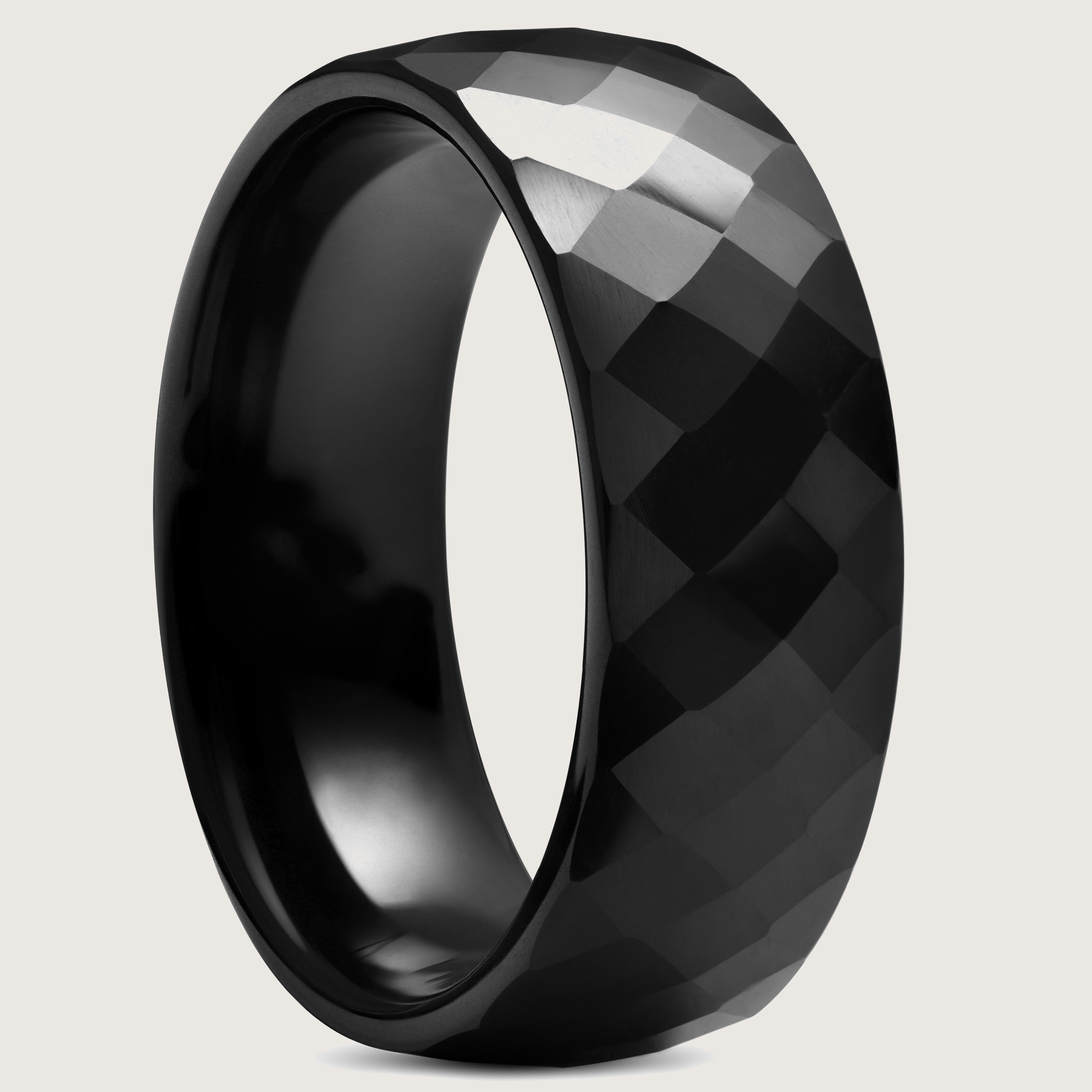 8 mm Black Faceted Ceramic Ring | In stock! | Lucleon