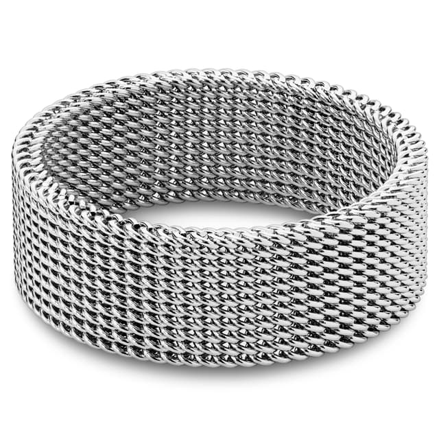 Sentio Rings Sentio | Silver-Tone Stainless Steel Flexible Mesh Ring | In stock ...