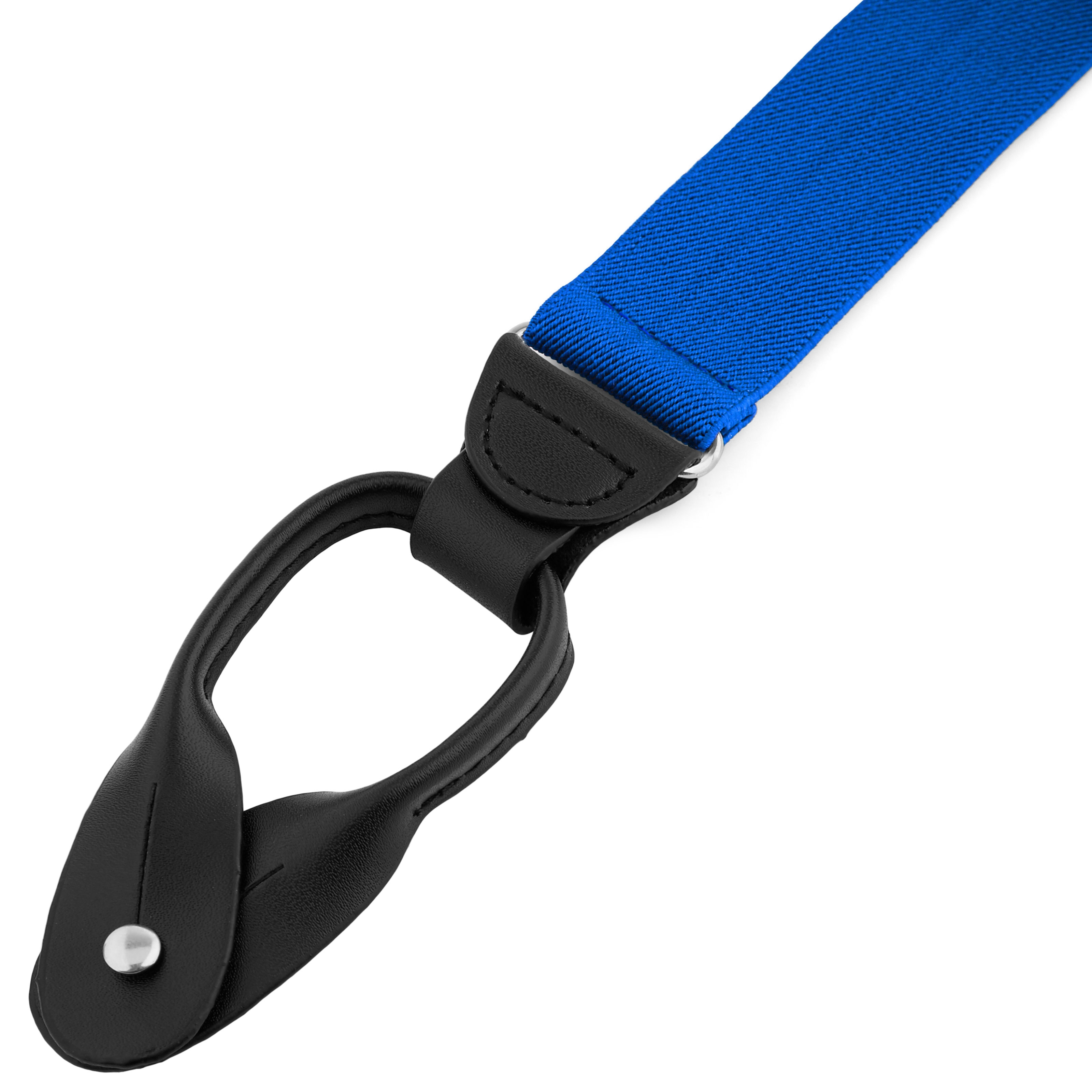 Широки сини тиранти за копчета - 2