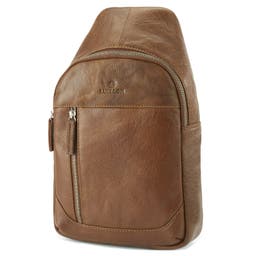 California mini světle hnědý kožený batoh Sling Bag 