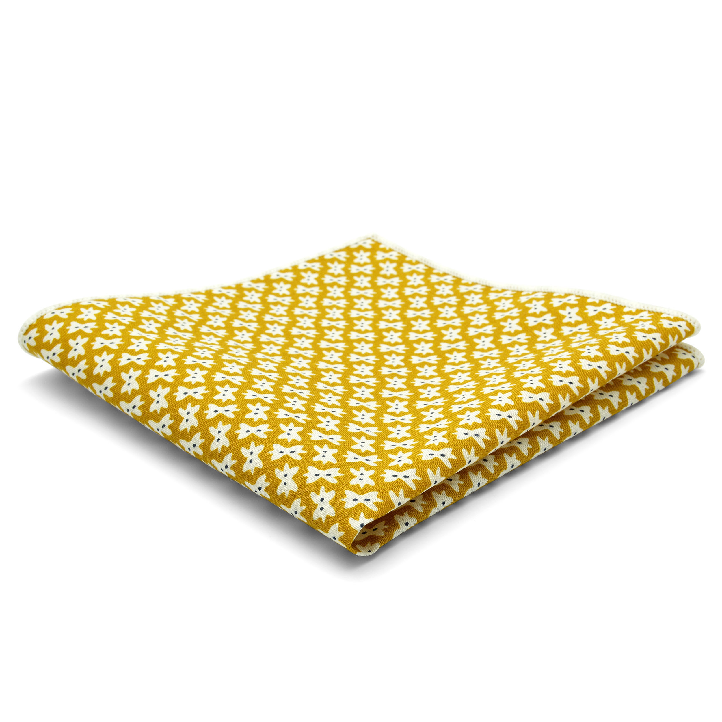 Pañuelo de bolsillo de algodón amarillo con diseño de lazos  - 1
