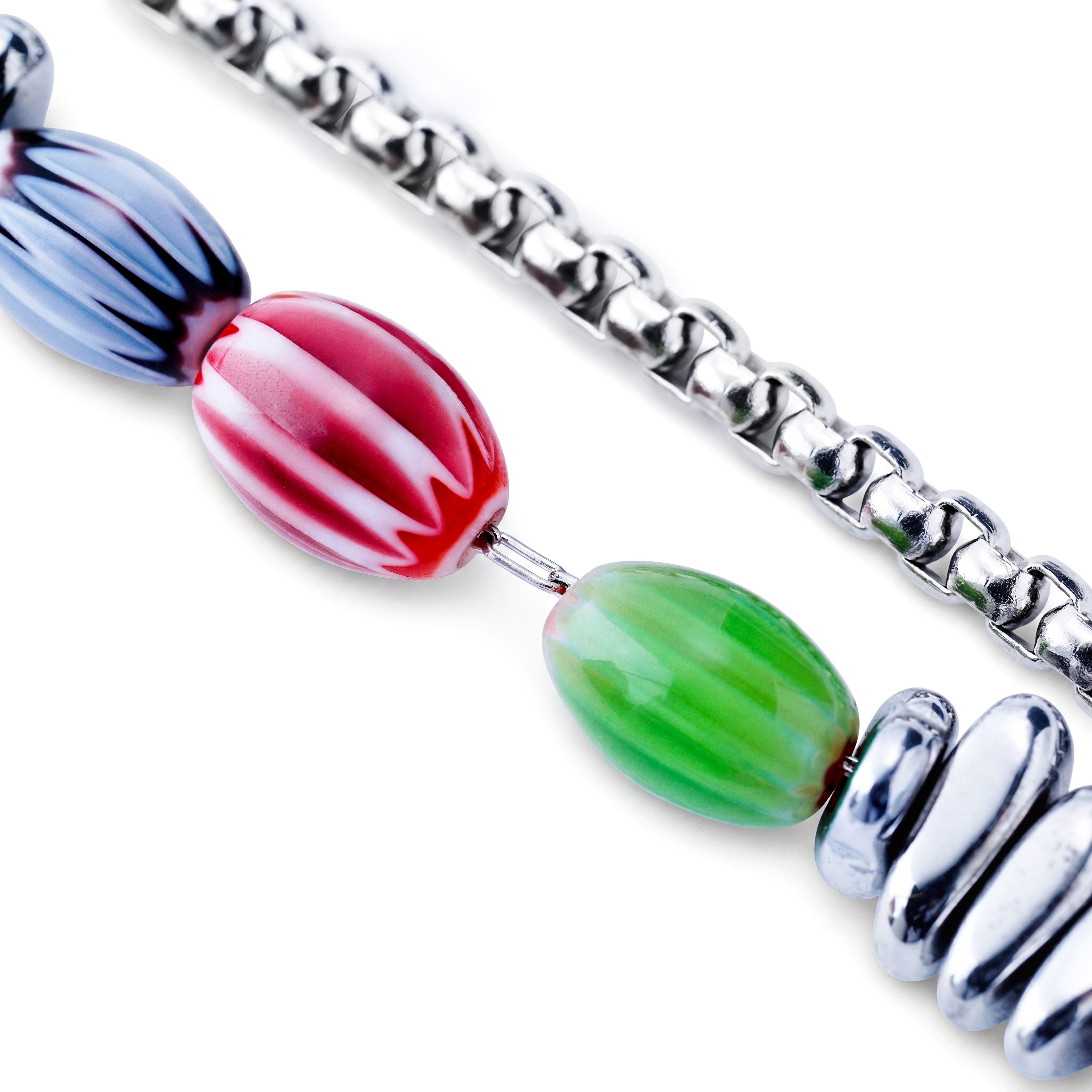 Pearlmania | Spectrum Multicolour Glass Bead & Stainless Steel Spectrum Necklace - 5
