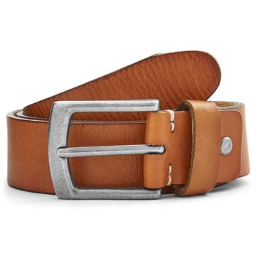 Cinturón de cuero marrón rojizo