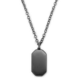 Gunmetal Stainless Steel With ID Dog Tag Cable Chain Necklace