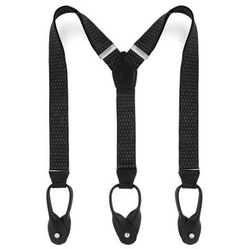 Wide Dotted Black Split Button Suspenders Wide Dotted Black Split Button Suspenders