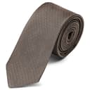 Beżowy krawat jedwabny w kropki 6 cm Beżowy krawat jedwabny w kropki 6 cm