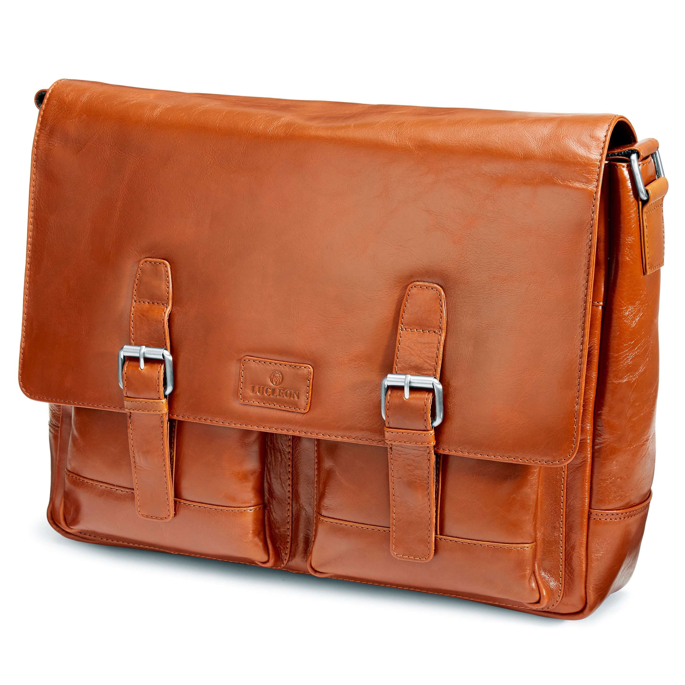 Hellbraune Jasper Messenger Ledertasche - 1