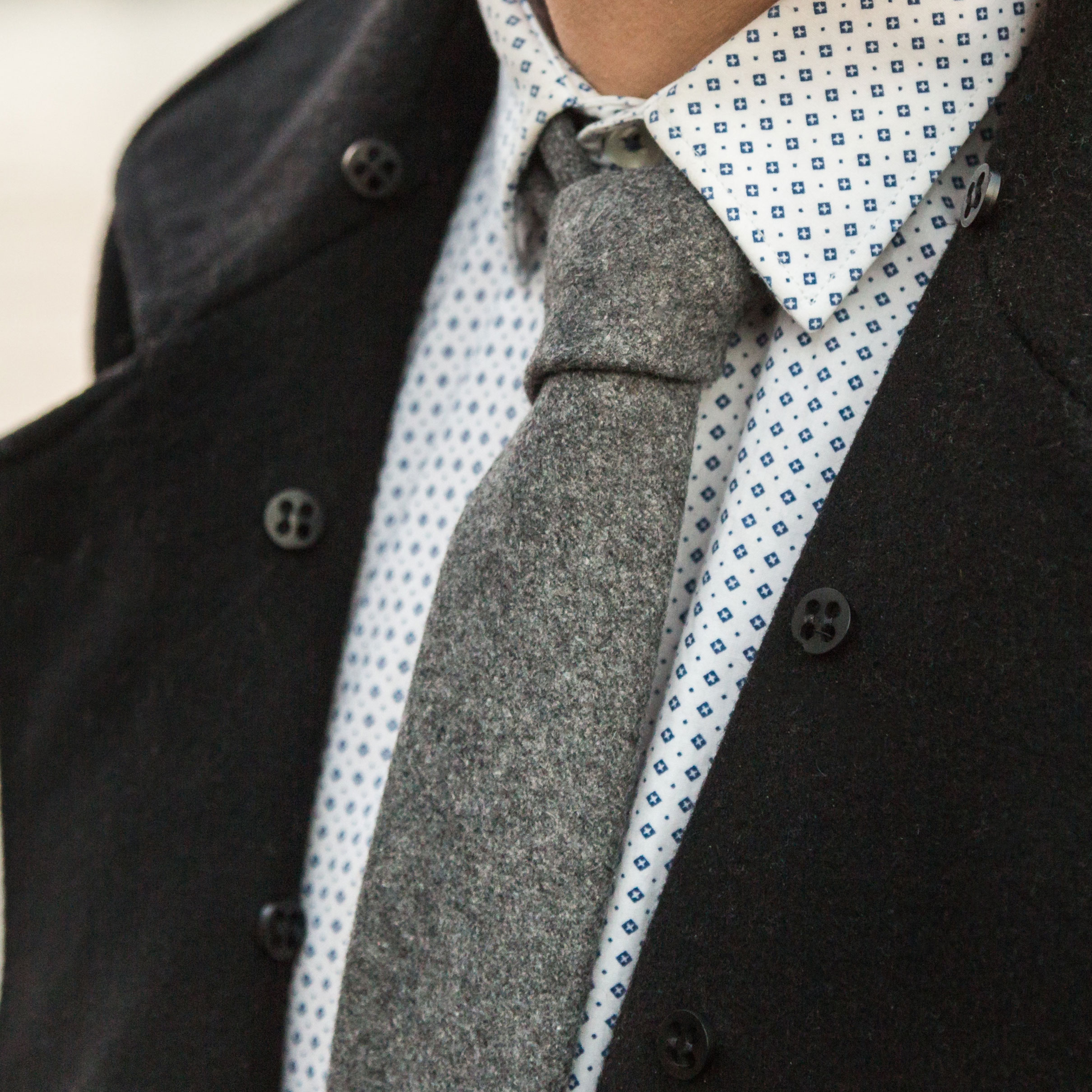 Grey Cashmere Wool Tie - 4