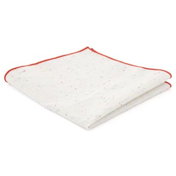 Pochette de costume en lin blanc à bords rouge