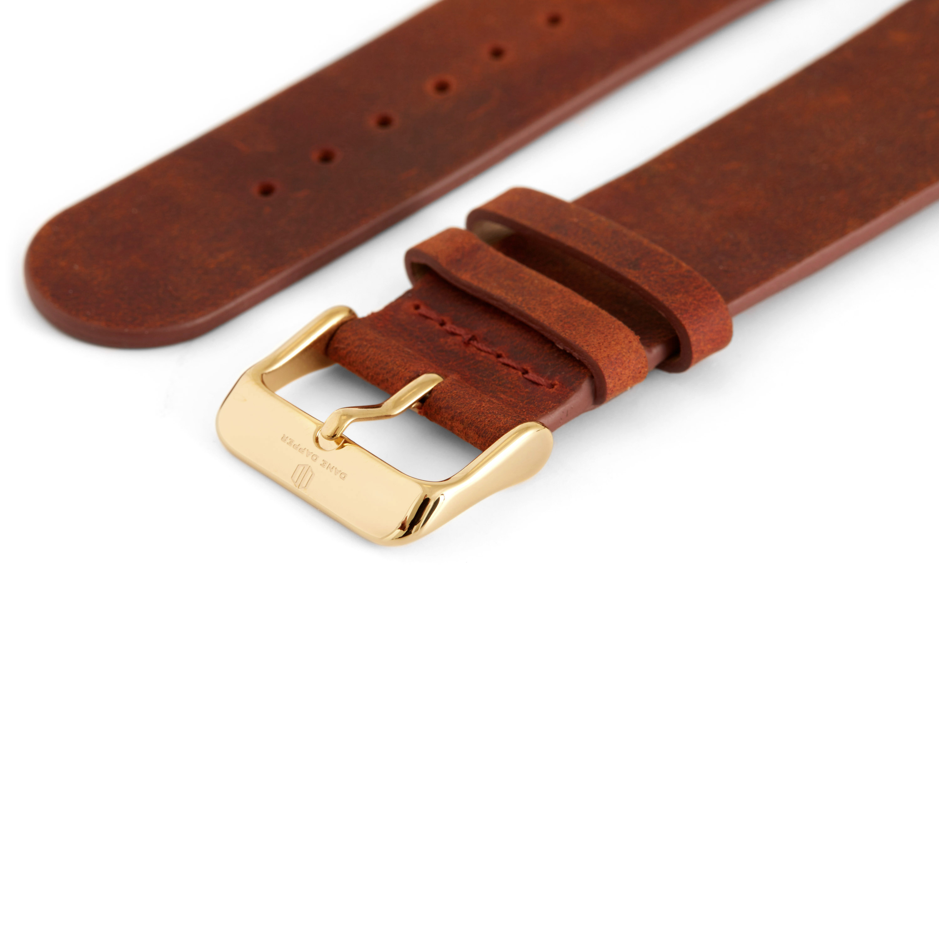 Orange Brown & Gold Buckle Watch Strap - 2