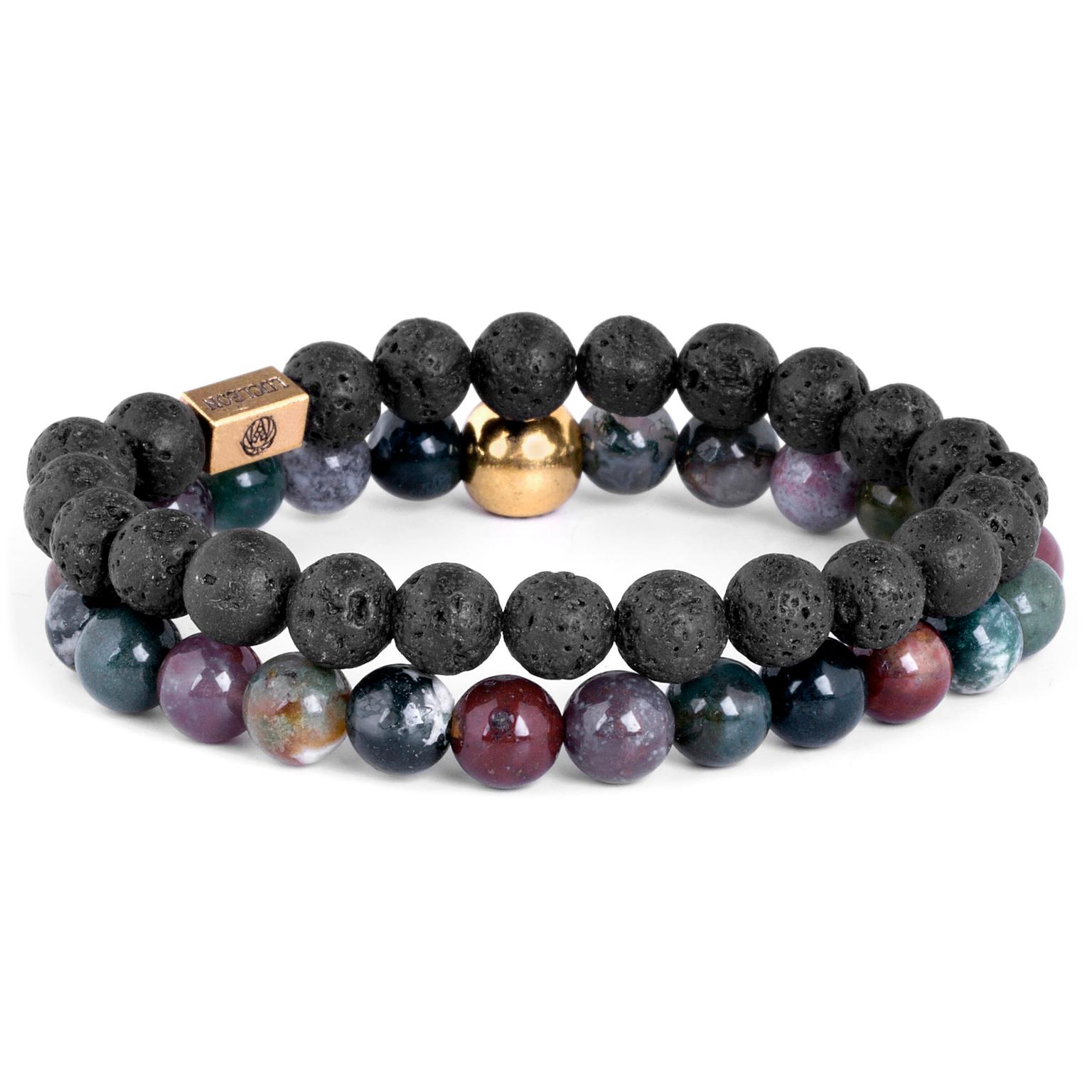 7 mm Blandade Stenar & Lavastenar Armband 7 mm Blandade Stenar & Lavastenar Armband