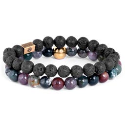 Miro | Black Lava Rock & Multicolour Natural Stone Bracelet