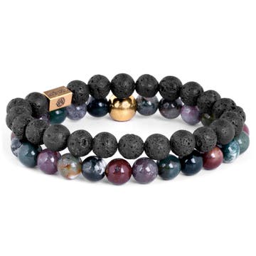Miro | Black Lava Rock & Multicolour Natural Stone Bracelet