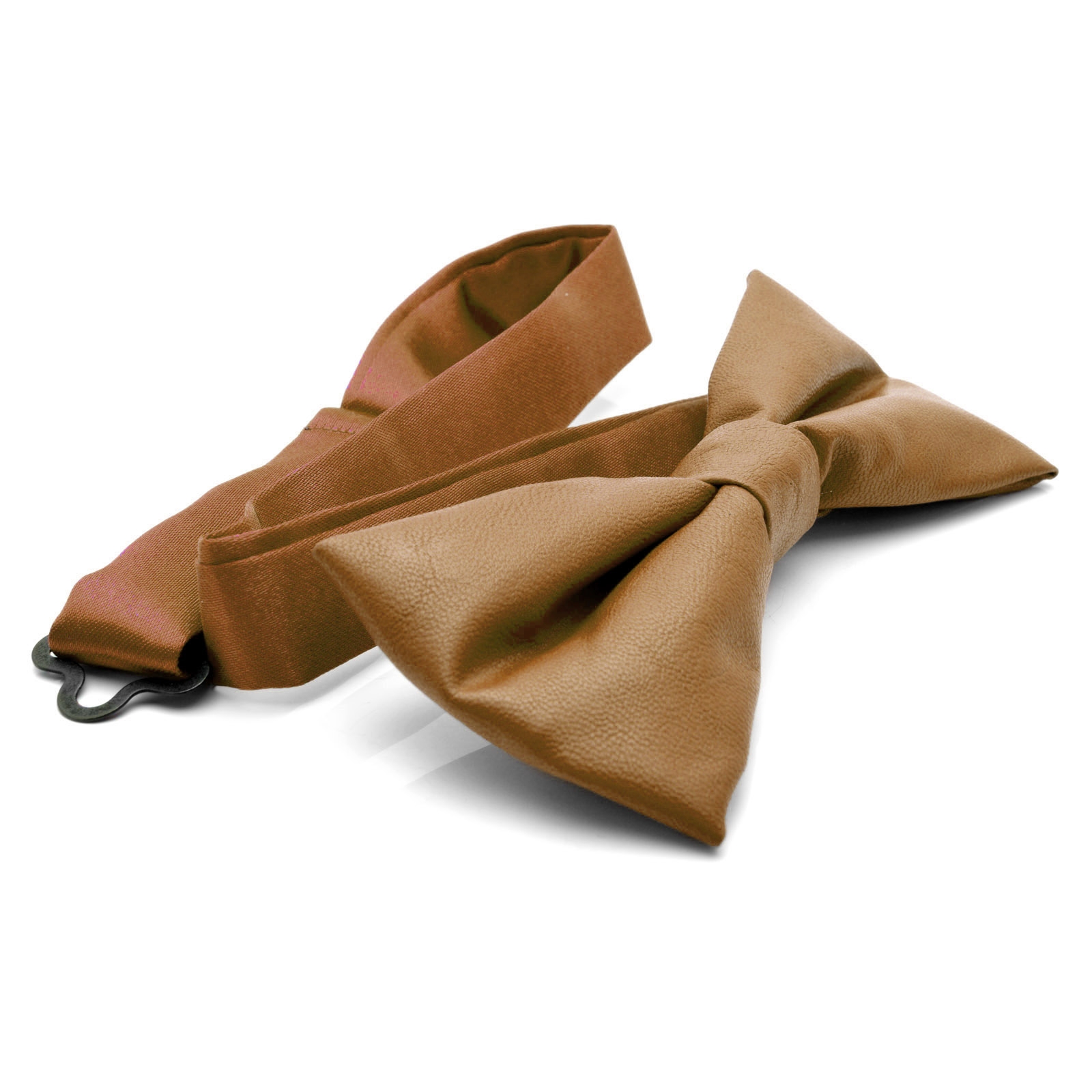 Camel Faux Leather Bow Tie - 3