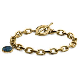 Atlas |  Bracelet en acier doré avec pendentif azurite et malachite