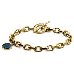 Atlas | Gold-tone Steel Azurmalachite Charm Bracelet