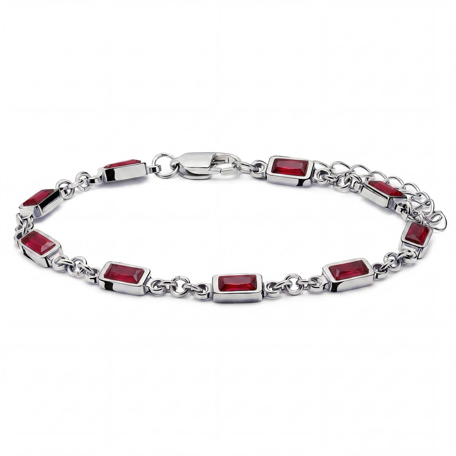 Prism | Rødt sølvtonet armbånd med krystallglass Prism | Rødt sølvtonet armbånd med krystallglass