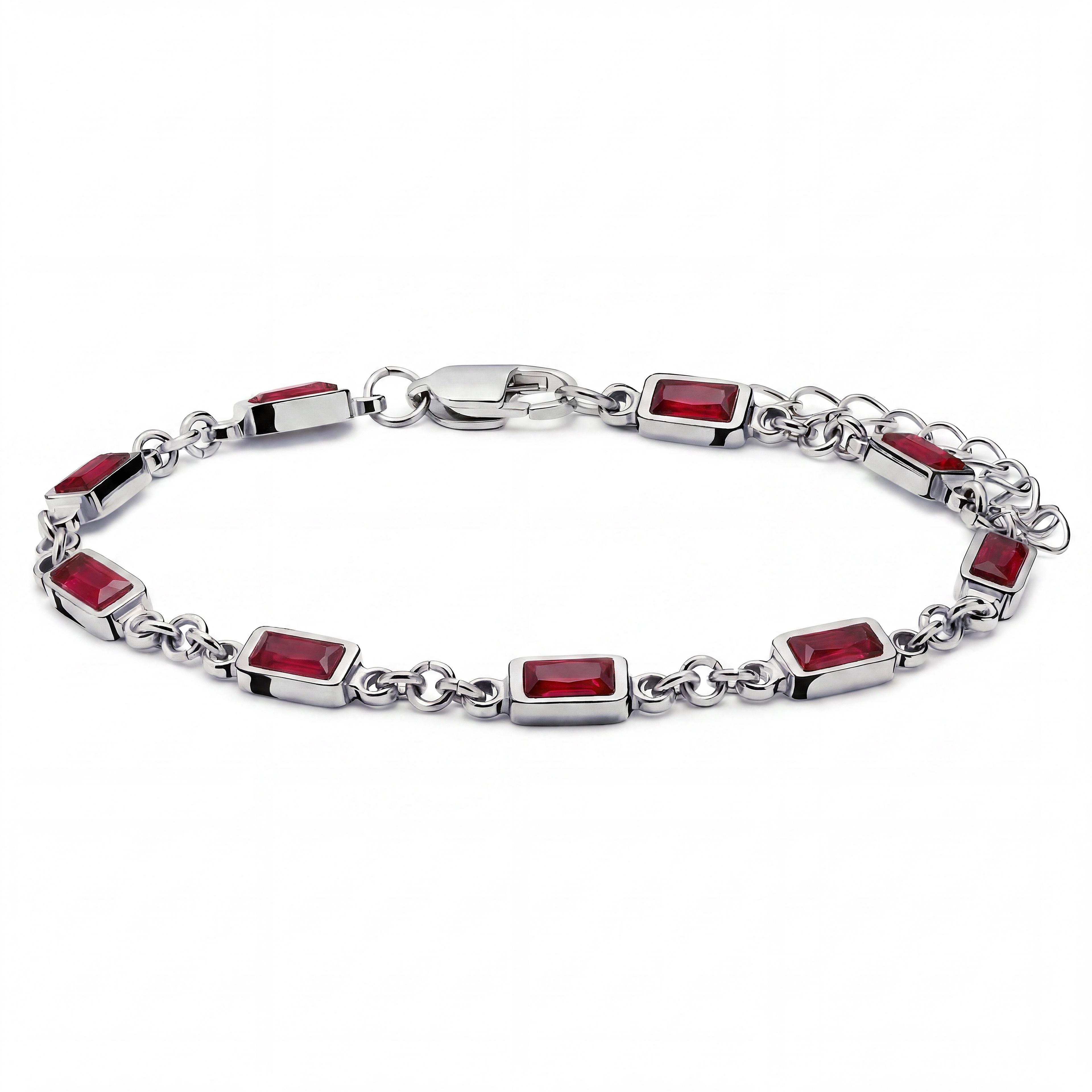 Prism | Rotes silberfarbenes Kristallglas-Edelstein-Armband Prism | Rotes silberfarbenes Kristallglas-Edelstein-Armband