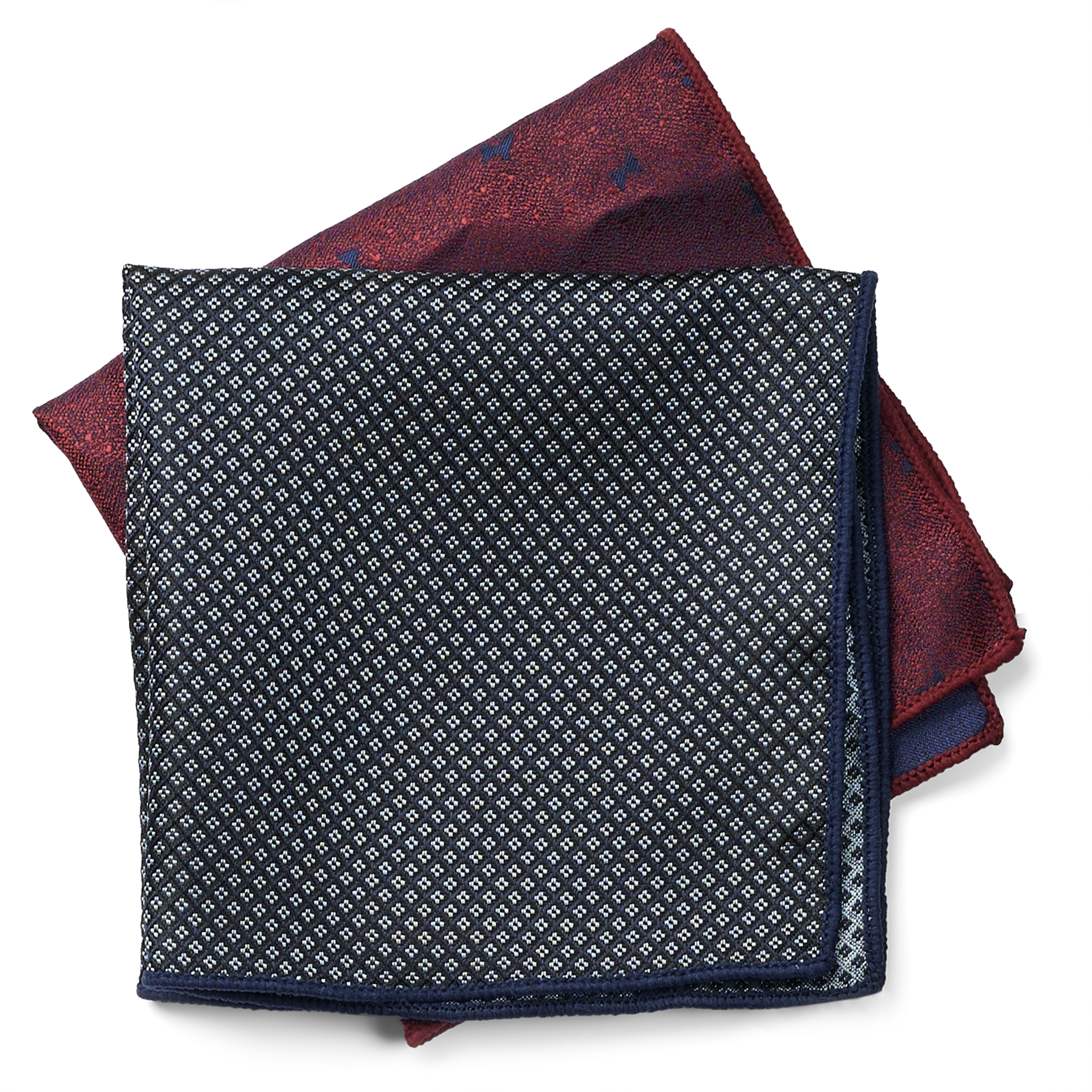 Suit Accessory Gift Box | Crimson & Royal Blue Bow Motif Set - 6