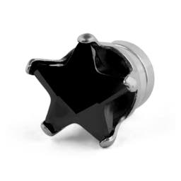 Kleiner Schwarzer Kristallstern Magnet Ohrring 6mm 