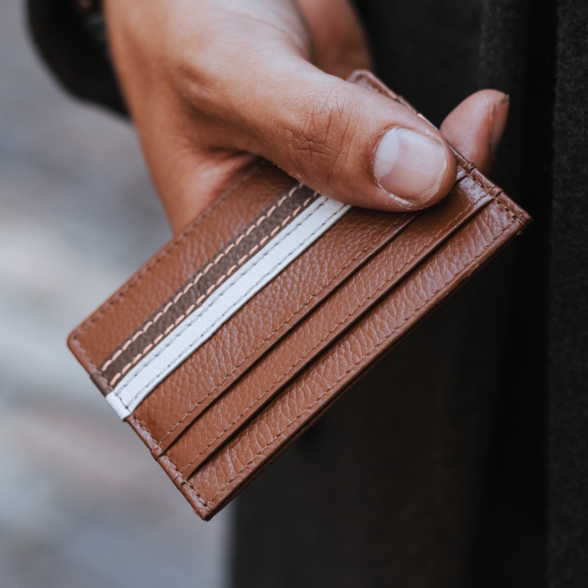 Landen Tan Leather RFID Cardholder - 7