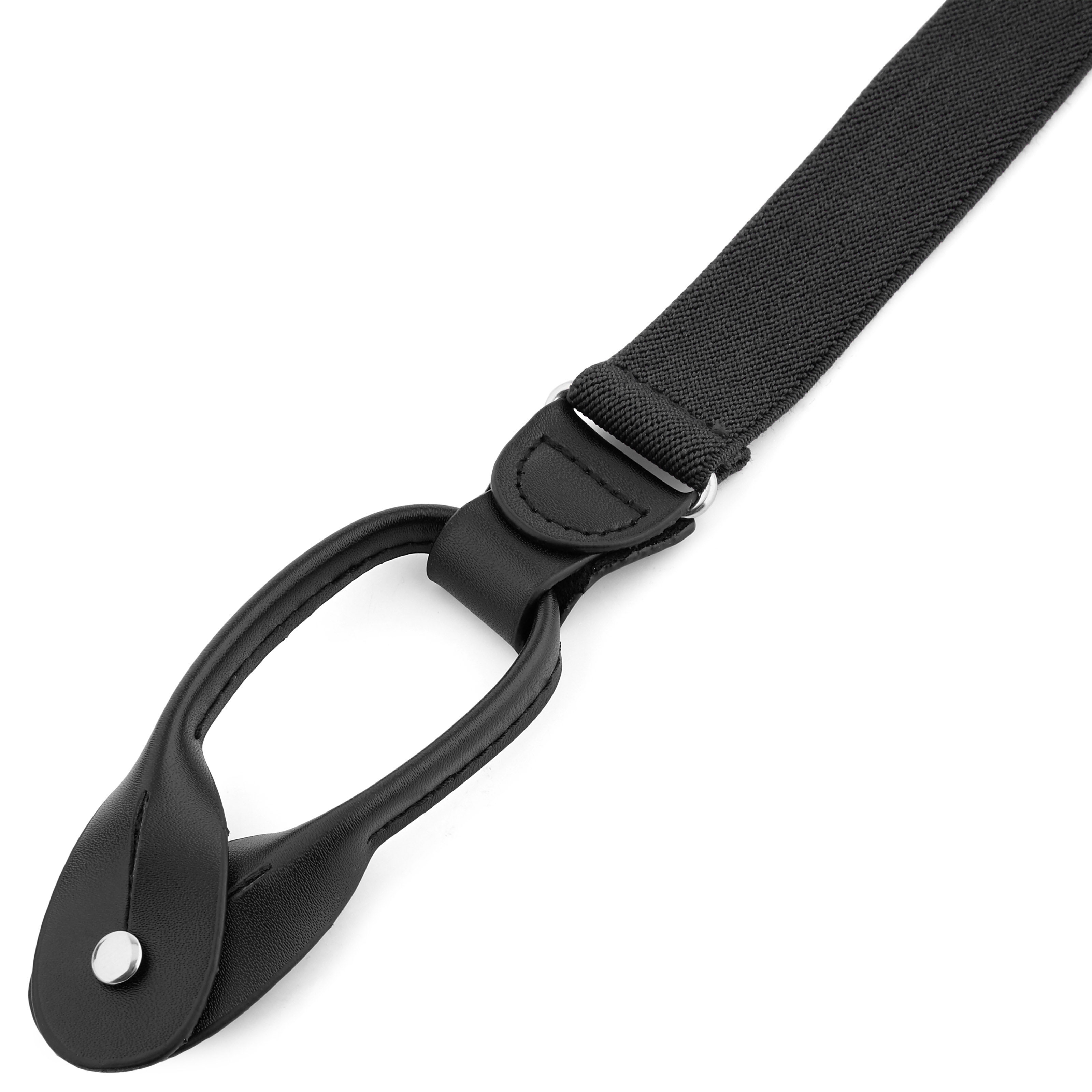 Slim Dark Grey Split Button Braces - 2