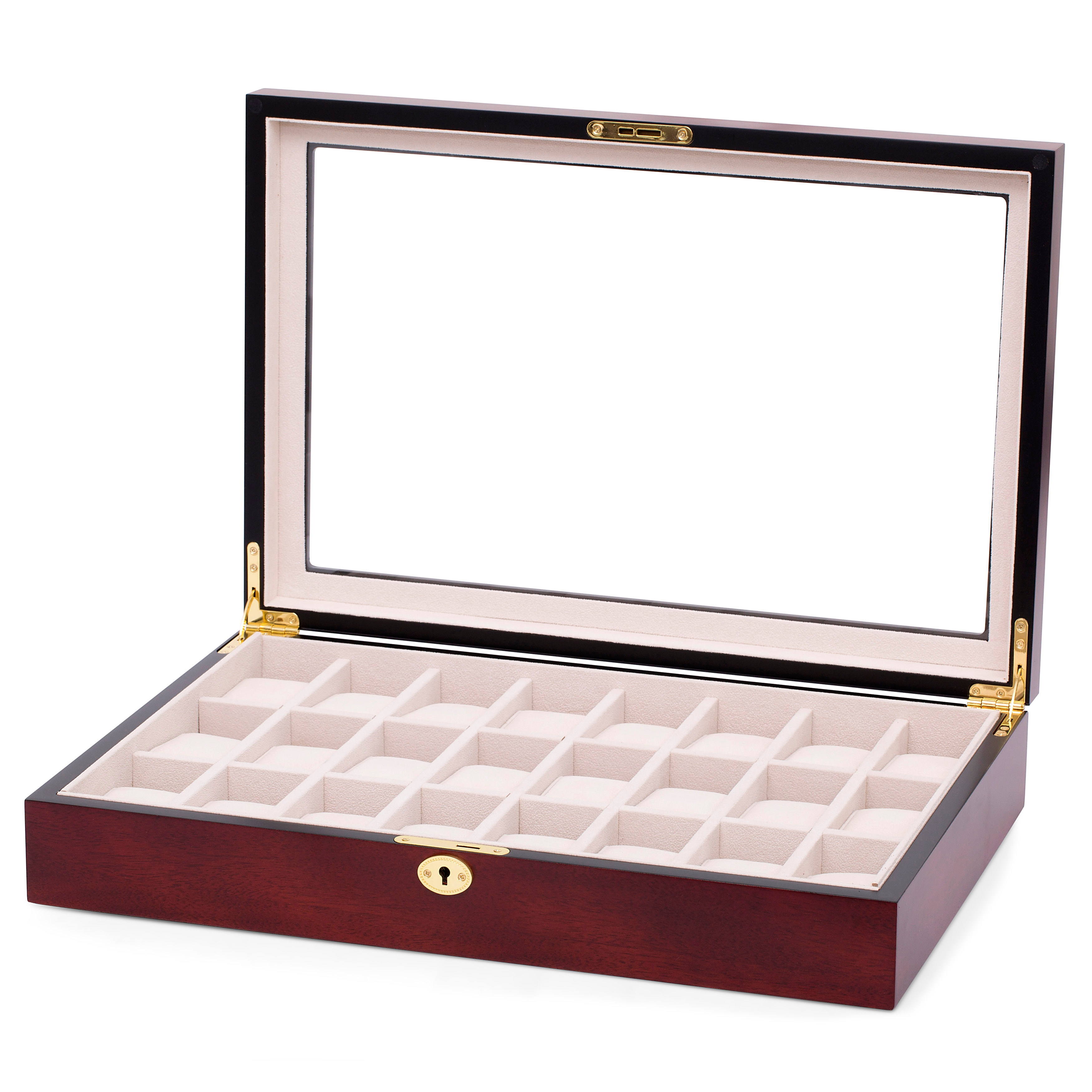 Pudełko do prezentowania zegarków z drewna wiśniowego - 24 zegarki - 2